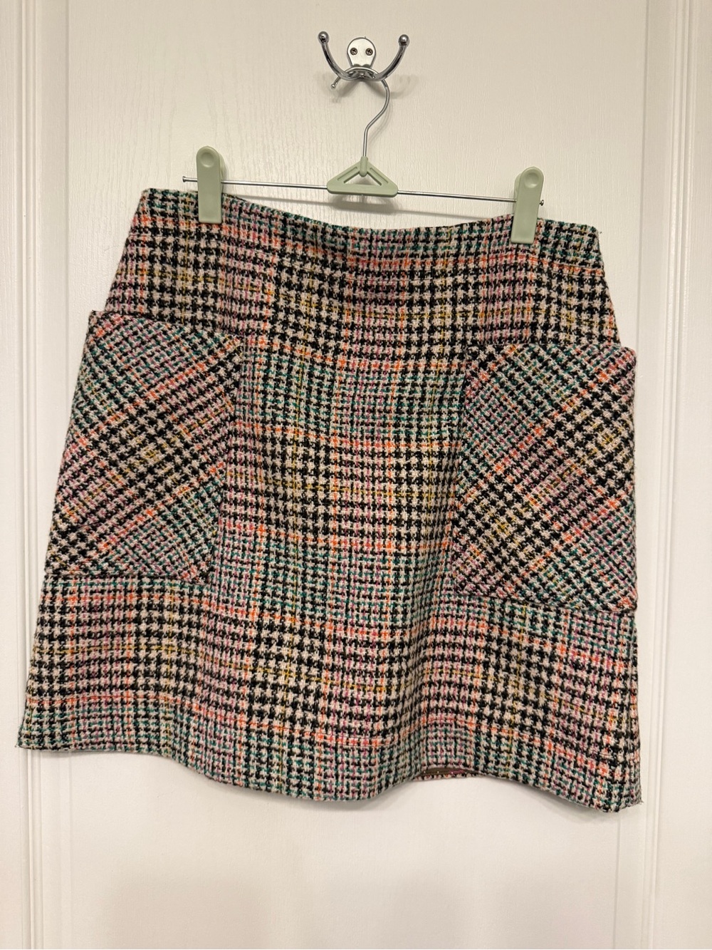 Maeve "Bijou" Plaid Knit Tweed Mini Skirt from Anthropologie. Size 8
